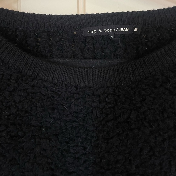 Rag & Bone Jean Women’s Black Wool Textured  Sweater Size Medium Crewneck - Picture 9 of 11